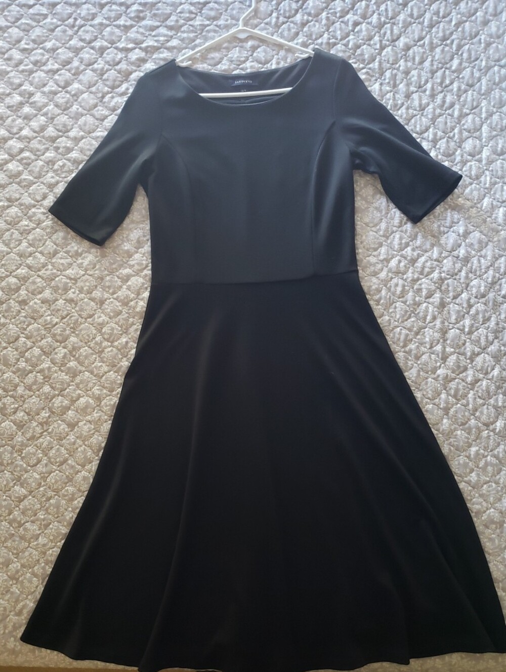 Lands' End Black Midi Fit-and-Flare Scoop-Neck Dress S/T